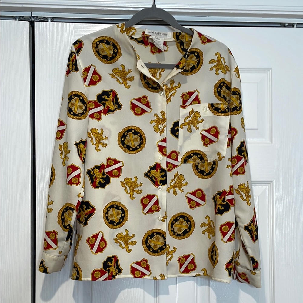 Vintage Jones New York Womens Button Up Top Size‎ 8 Career Old Money Maximalist